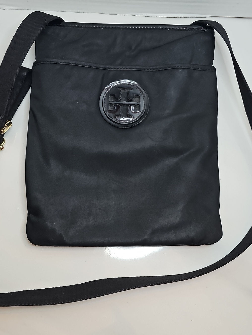 Tory Burch Black Nylon Logo Crossbody